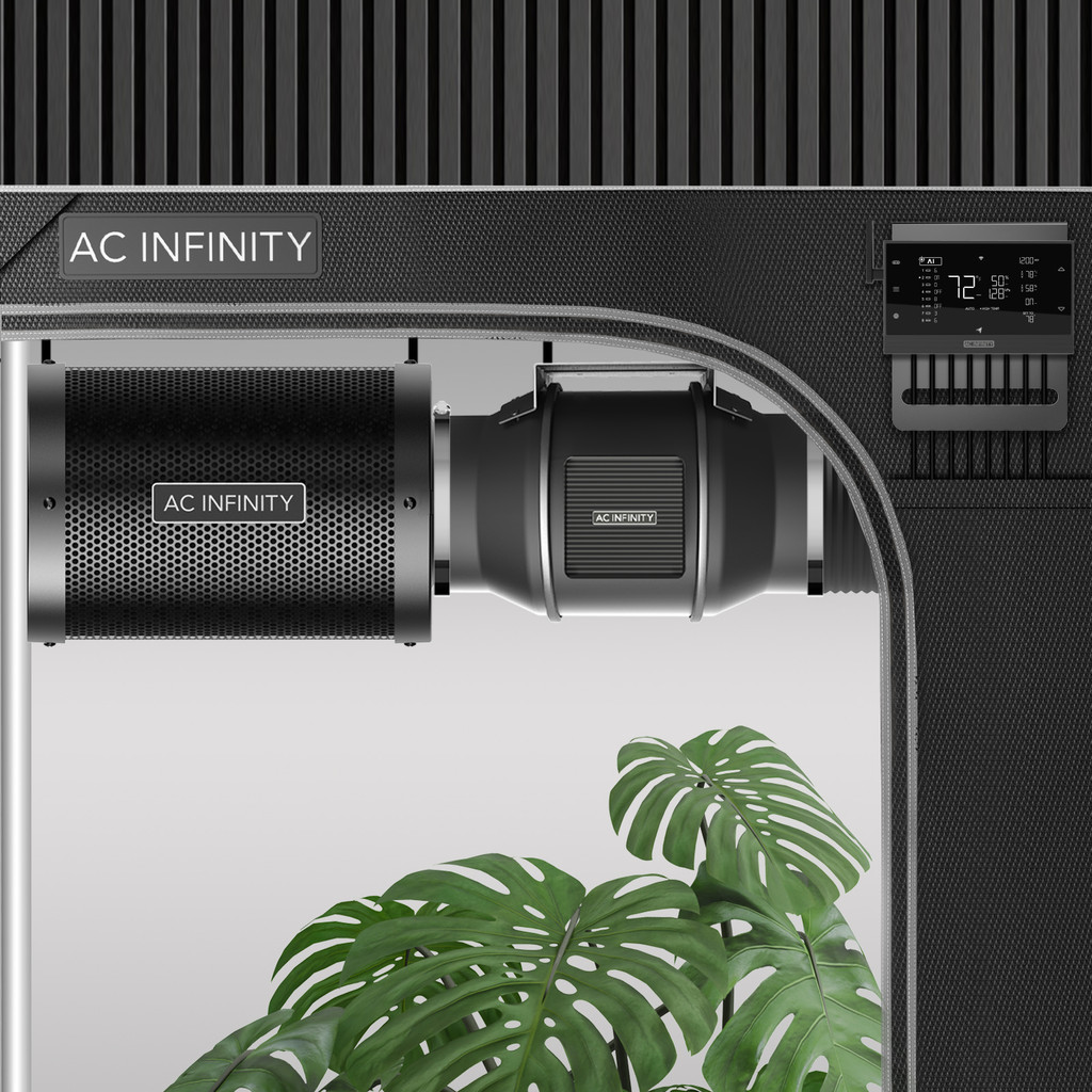 AI-Powered Controller with WiFi App Control and Automatic Level Adjusting, Inline Fan, Carbon Filter, Ducting, Ventilation System for Grow Tents, Hydroponics, Indoor Gardening 