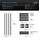 Grow Tent Mounting Bars 2x2’, Support Pole Steel Hanging Bars, High CFM Kit for 2x2 Indoor Grow Tents