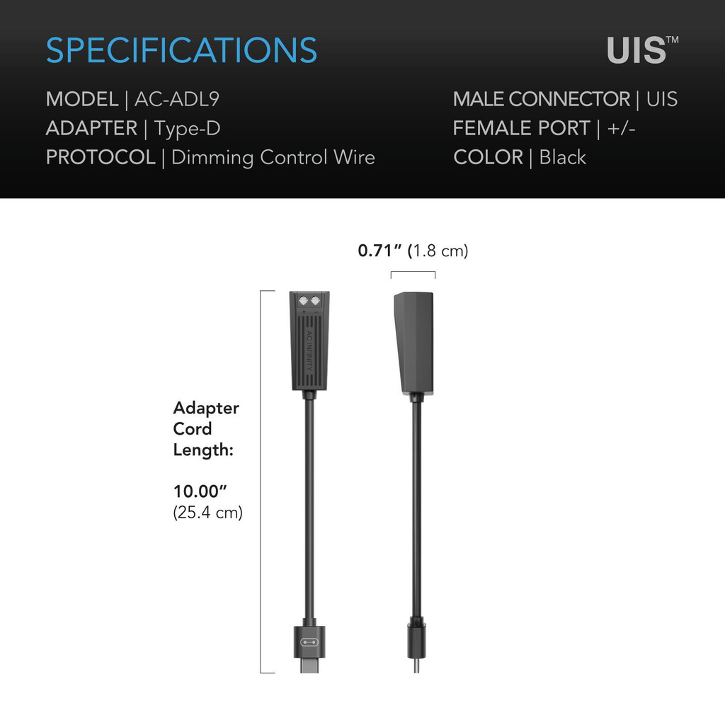 Dimmer Wire to UIS Port Type-D Adapter Dongle, Conversion Cable Cord for LED Grow Lights with Dimming Control Wire Drivers 