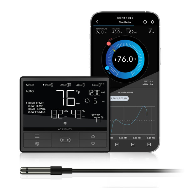 Smart Environmental Controller with Temperature, Humidity, Timer, Cycle, Schedule Controls, for Grow Tent Cooling Ventilation Lighting