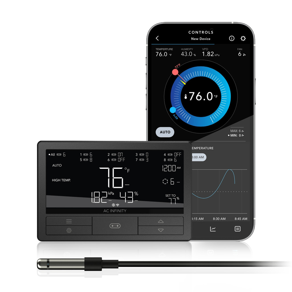Smart Environmental Controller with Temperature, Humidity, Timer, Cycle, Schedule Controls, for Grow Tent Cooling Ventilation Lighting