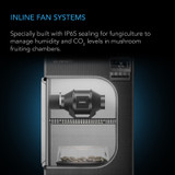 Quiet Inline Duct Fan with Speed Controller, IP65-Rated Ventilation Exhaust Fan in Grow Tents, Mushroom Fruiting Chambers for Propagation and Fungiculture