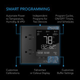 WiFi Outlet Controller, Independent Programs for Two Devices, Desktop Digital Thermostat with Temperature, Humidity, VPD, and Timer Controls, For Heat Mats in Seed Starting and Cloning