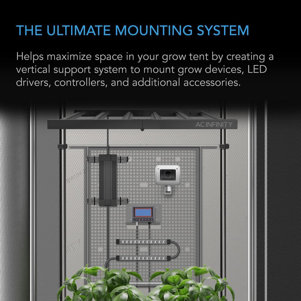 Grow Tent Equipment Board with Cable Management Slots, Steel Wall Organizer Mounts Clip Fans, Controllers, LED Drivers, and Ballasts in 5x5 Grow Tents or Smaller