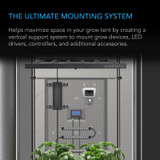 Grow Tent Equipment Board with Cable Management Slots, Steel Wall Organizer Mounts Clip Fans, Controllers, LED Drivers, and Ballasts in 5x5 Grow Tents or Smaller