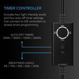 Plant Gentle Green LED Work Light Bar 16”, Timer Controller Dimmer, for Indoor Plants, Grow Tents, and Grow Rooms