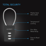 2-Pack Heavy-Duty Zinc Alloy Padlock with Steel Wire Cable for Grow Tents, Greenhouses, and Sheds