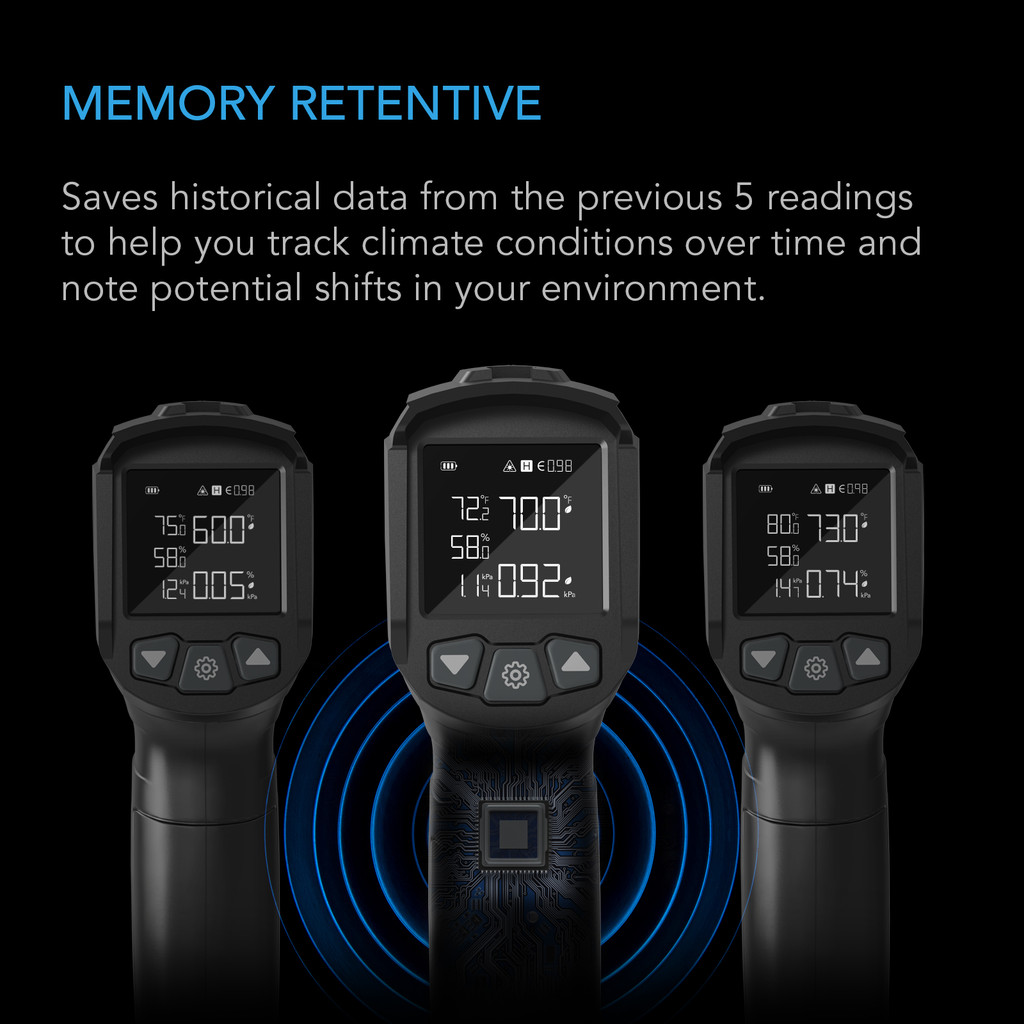 VPD Thermometer, Handheld Environmental Monitor, Captures Leaf VPD and Temperature, Calibrates Smart Controllers, Precision Infrared Range for Plants, Grow Tents, Greenhouses, Terrariums