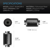 Inline Duct Fan Silencer Noise Reduction Muffler, Indoor Hydroponics Grow Tent Ventilation