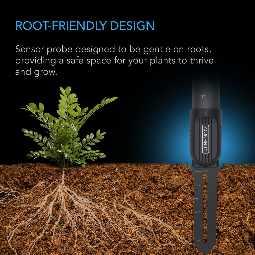 Soil Sensor Probe for AI Controllers, Monitor Moisture & Saturation for Gardens, Grow Tents, Grow Spaces, Detachable Stem, IP67 Seal Protection