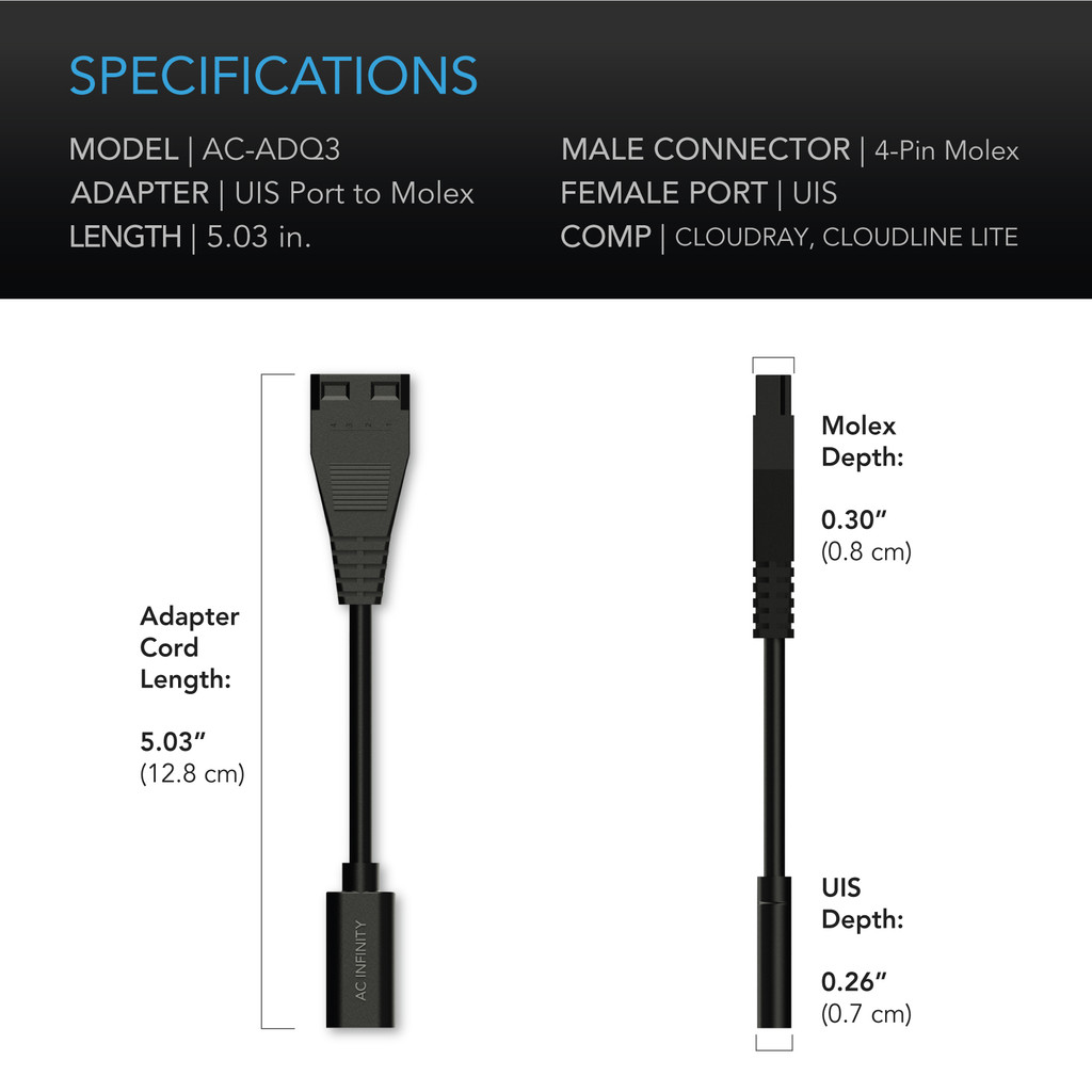 UIS to Molex Port Adapter Dongle, 5” Conversion Cable Cord, Works with CLOUDRAY, CLOUDLINE LITE, IONGRID, and IONBOARD