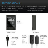 Smart Outlet Carbon Dioxide Monitor, Two-Plug System Best Fit with CO2 Regulators and Inline Exhaust Fans