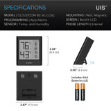 Bluetooth Smart Hygrometer with Digital Temperature Humidity LCD Display and Remote App Monitor, Climate Gauge Thermometer and Thermalloy Probe for Basements, Guitar Rooms, Grow Tents and Greenhouses