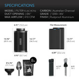 Refillable Carbon Filter Kit with Additional Refill, Odor Removal Air Scrubber For Inline Fan and Ducting, Reusable Charcoal Filter for Grow Tent Grow Room Hydroponics