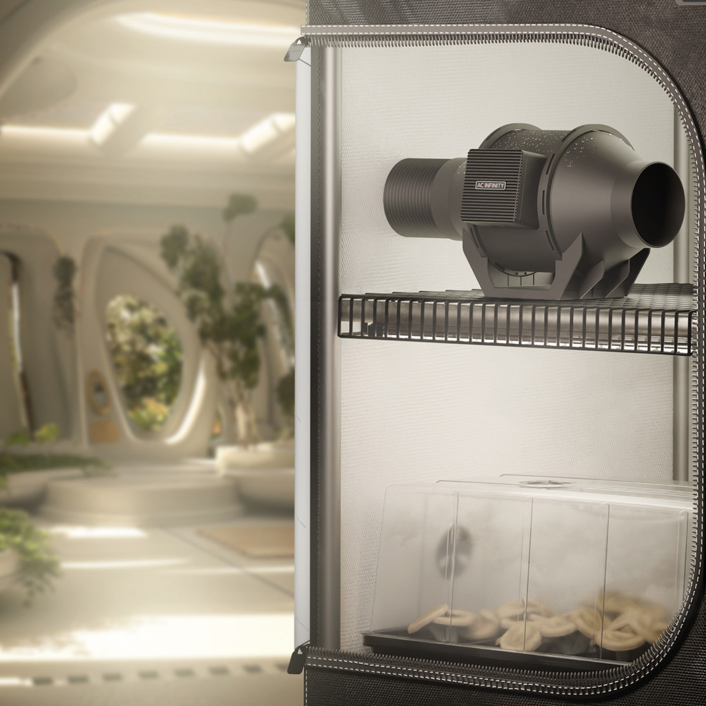 Quiet Inline Duct Fan with Speed Controller, IP65-Rated Ventilation Exhaust Fan in Grow Tents, Mushroom Fruiting Chambers for Propagation and Fungiculture