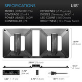 Full Spectrum LED Grow Light, Halo Coverage Powered by Samsung Diodes, Digital Dimming Timer and Controller, for Veg Bloom Indoor Plants in Grow Tents Greenhouses Hydroponics